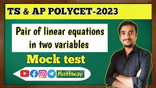 Polycet2023 Mock test Pair of linear equations in two variables polycet2023 appolycet2023 [upl. by Derag]