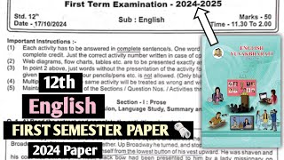 12th English 1st Semester Paper 🗞️  Class 12th English First Semester 😉 [upl. by Emmery803]