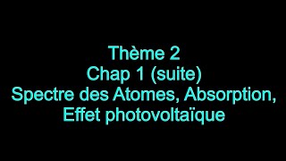 Enseignement Scientifique Terminale  Spectres démission des atomes Effet photovoltaïque [upl. by Suravat]