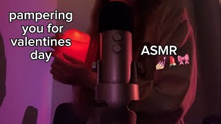 ASMR getting you ready for valentines day ❤️ doing your hair amp makeup personal attention more [upl. by Drolet]