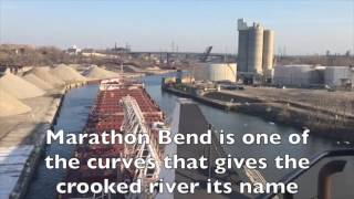 Watch large ore boat travel up the Cuyahoga River [upl. by Lenod]