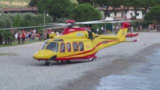 AW139 TRENTINO EMERGENZA IN DECOLLO DA SPIAGGIA TORBOLE [upl. by Aneelahs]