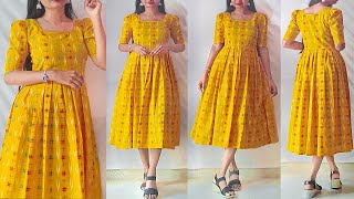 Casual wear cotton kurti dress cutting amp stitching just 10 minutes  Ikat dress stitching  kannada [upl. by Rumery]