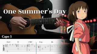 One Summers Day  Spirited Away  Fingerstyle Guitar TAB Chords [upl. by Berti]