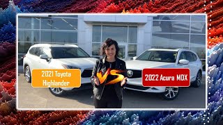 2022 Acura MDX vs 2021 Toyota Highlander  Comparison Review  West Side Acura in Edmonton Alberta [upl. by Jonell432]