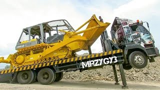 Self Loader Truck Unloading Komatsu D85ESS Bulldozer Working [upl. by Ubald]