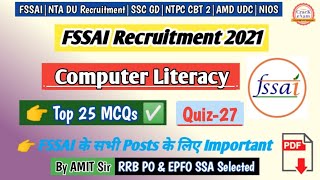 Computer Literacy  FSSAI Exam Preparation 2021  Quiz27  FSSAI Assistant Previous Year Questions [upl. by Niwrehs]