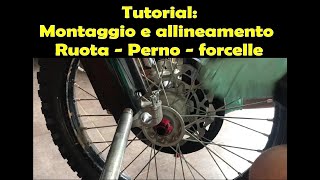 Montaggio ruota anteriore e allineamento perno ruotaforcelle tutorial fork suzukirmz [upl. by Lynelle80]