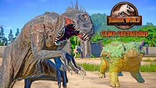 Scorpius Rex vs BUMPY TORO IREX TREX Ceratosaurus Camp Cretaceous 🌍 JURASSIC WORLD EVOLUTION [upl. by Ahsiled291]