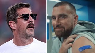 Aaron Rodgers calls Travis Kelce Mr Pfizer while talking about Jets performance against Chiefs [upl. by Goat]