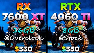 RX 7600 XT 16GB Overclock vs RTX 4060 Ti 8GB Stock  PC Gameplay Tested [upl. by Judye]