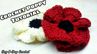 Easy Crochet Poppy Flower Tutorial [upl. by Lissie]