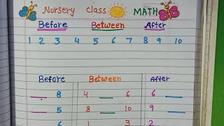 Nursery LKG Class BEFORE BETWEEN AND AFTER CONCEPT  Nursery k bacho ko Math kaise sikhayen [upl. by Odlaw981]