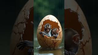 Resourceful Monkeys Adapt to the Rain 🐒🌧️🥚 cute travelmonkey babyanimal [upl. by Philbin672]