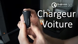 Le chargeur allumecigare Spigen F27QC compatible QuickCharge 3 [upl. by Ettesyl]