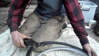 Penny Farthing tyre fitting [upl. by Leunad]