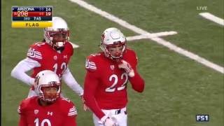 2016 Utah vs Arizona  Chase Hansen Hit and Marcus WIlliams Interception [upl. by Rudelson]