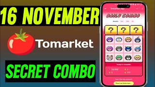 🍅Tomarket Airdrop Combo 16 November  Tomarket Daily Combo Today  Tomarket Secret Combo Today [upl. by Piero]