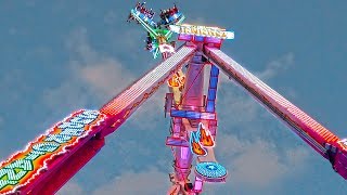 Germany Stuttgart attractions  Infinity giant  RocknRoller coaster Volksfest 4K [upl. by Ynetsed]