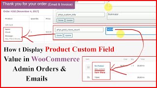 How to Display WooCommerce Products Custom Fields Value in WooCommerce Admin Orders amp Email [upl. by Irmo]