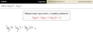 Odejmowanie logarytmów  przykład 2 [upl. by Pat795]