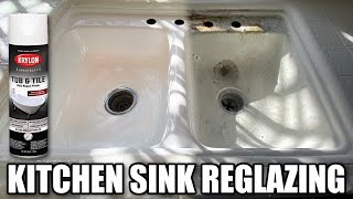 HOW TO REPAIR AND REGLAZE A KITCHEN SINK USING DIY KRYLON TUB AND TILE KIT [upl. by Hillier]