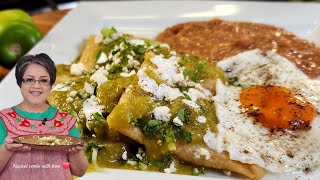 Best and Easiest Chilaquiles Verdes Rellenos  Cheese Stuffed Chilaquiles ❤️ [upl. by Matthiew250]