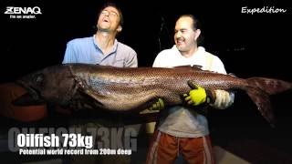 2piece jigging rod Expedition EP5514 Potential world record 73kg Oilfish [upl. by Einolem]