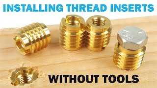 Installing Threaded Inserts in Wood Without Special Tools  Quick Tips [upl. by Ydnar993]