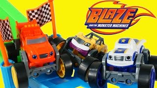 BLAZE AND THE MONSTER MACHINES FLIP AND RACE SPEEDWAY TRANSFORMERS TRUCK DARRINGTON STRIPES [upl. by Lynus]