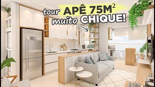 TOUR PELO APÊ CHIQUE DE 75M² EM TONS NEUTROS COM MUITO BRANCO E DOURADO  GABY GARCIIA [upl. by Ellehcem]