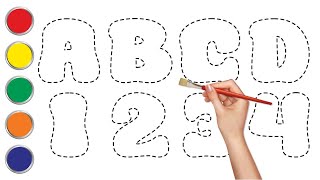 Lets Learn to Draw ABCDE abcd amp 1234 for Kids  Easy Drawing Step by Step for Children [upl. by Eimam]