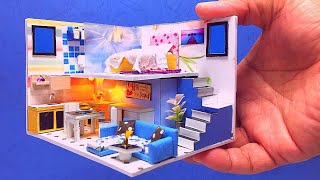 New DIY EXTRA MINI House Cardboard Miniature Dollhouse Mansion [upl. by Ecneps]