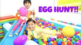 GIANT EGG HUNT amp BASKETBALL CHALLENGE [upl. by Corney]