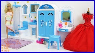 Barbie Bedroom 💕 Bathroom Shower Morning Routine 🎈 [upl. by Edina]