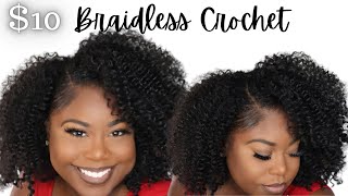 10 BRAIDLESS CROCHET  Model Model Water Bohemian Curl Natural Protective Style [upl. by Cook636]