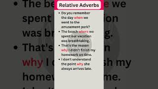 Relative Adverbs in English grammar shorts english [upl. by Helenka]