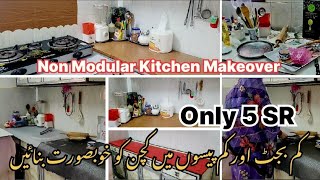 kitchen Countertop Makeover in low budget Kitchen organized only in 5 SR Aneezaofficially [upl. by Neladgam]