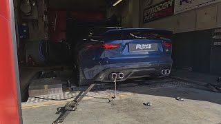 2021 Jaguar F Type P450 Reflashing to P575 engine output on dyno [upl. by Einafets]