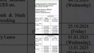 Academic calendar session 202425 GGSIPU affiliated colleges important information [upl. by Ecar]