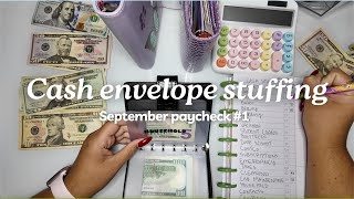 SEPTEMBER PAYCHECK 1  CASH STUFFING 1030  CASH ENVELOPE SYSTEM [upl. by Nnilsia]