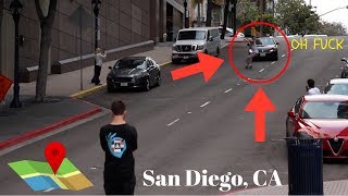 STREET SKATEBOARDING DOWNTOWN SAN DIEGO [upl. by Llenna559]