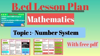 Number System lesson plan of mathematics for Bed lesson plan of mathematics [upl. by Enilrahc]