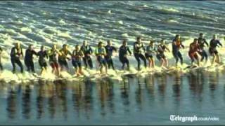 Water skiers break world record in Australia [upl. by Neltiak]