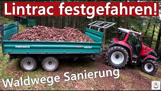 Lintrac 90 festgefahren Steine holen und Wege Sanierung mit Fendt 312 Vario  Pühringer  Öhler [upl. by Anikat516]