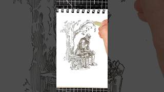 Medieval Siesta  daily sketch inktober2024 drawingstyles illustration sketchbook art [upl. by Fujio]