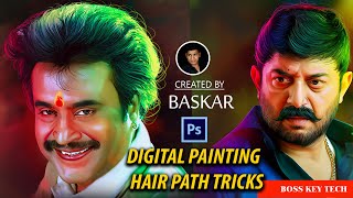 digital painting hair tutorial in tamil  digital painting hair color  photoshop hair path create [upl. by Kati113]