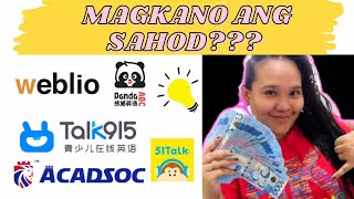 MAGKANO ANG SAHOD NG HOMEBASED ESL TEACHER  51TALK ACADSOC PANDA ABC WEBLIO AND TALK 915 [upl. by Darryl]