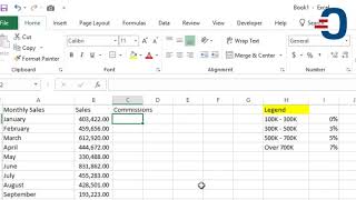 How to calculate Sales Commissions with Excel IFS Function [upl. by Dnamra]