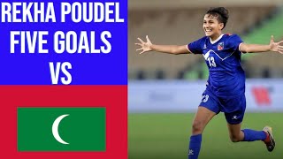 REKHA POUDEL 5 GOALS AGAINST MALDIVES l SAAF Womens Championship 2024 NEPAL vs MALDIVES Highlights [upl. by Oer907]